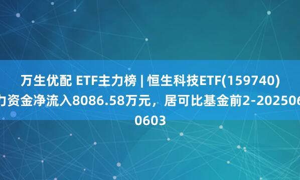 万生优配 ETF主力榜 | 恒生科技ETF(159740)主力资金净流入8086.58万元，居可比基金前2-20250603