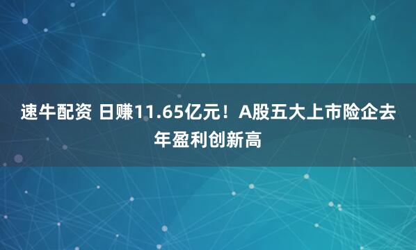 速牛配资 日赚11.65亿元！A股五大上市险企去年盈利创新高